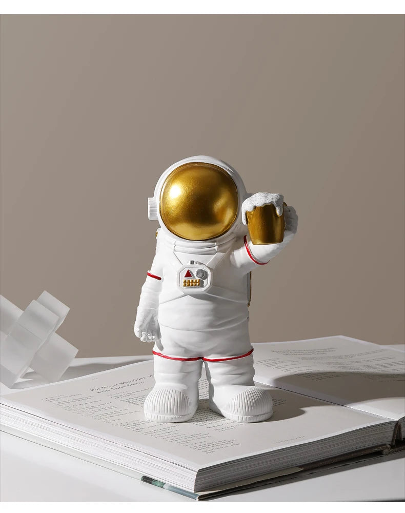 Nordic Astronaut Ornaments: Resin Spaceman Wine Rack