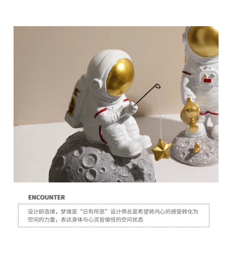 Nordic Astronaut Ornaments: Resin Spaceman Wine Rack