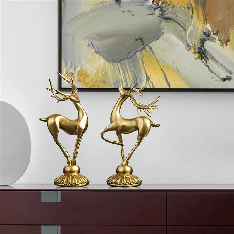 Nordic Resin Deer Statue: Modern Art Sculpture Home Decor