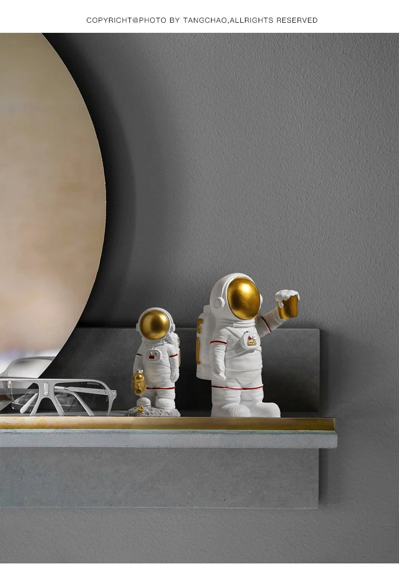 Nordic Astronaut Ornaments: Resin Spaceman Wine Rack