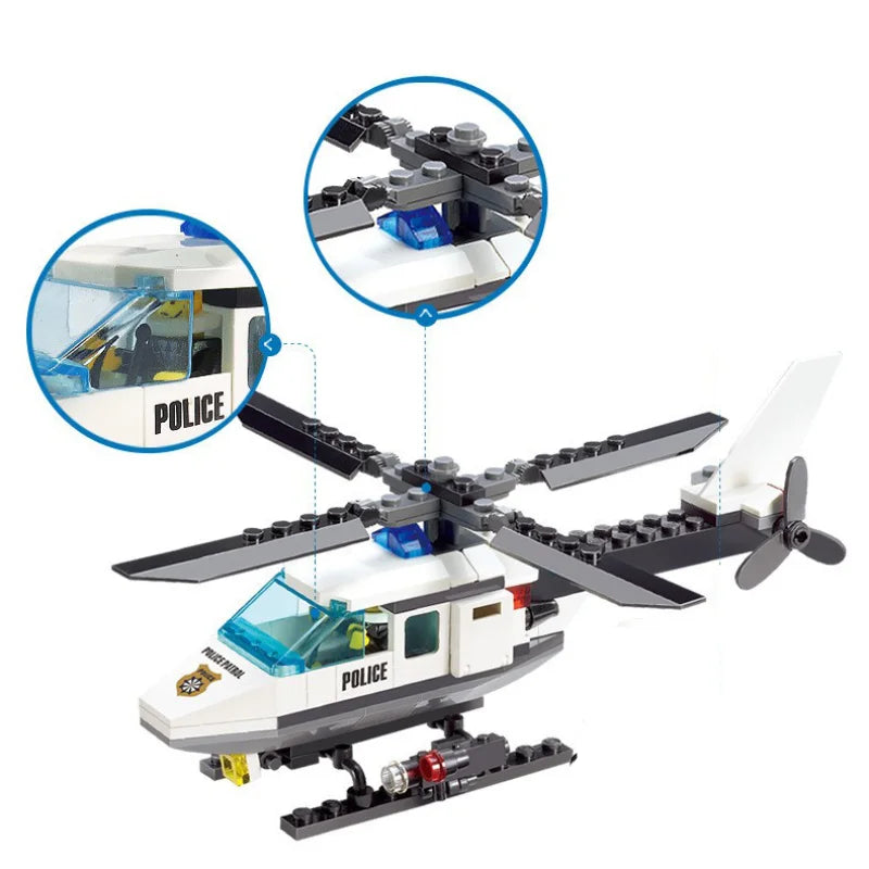 102PCS Police Helicopter Building Blocks – Creative DIY Gifts