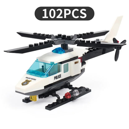 102PCS Police Helicopter Building Blocks – Creative DIY Gifts