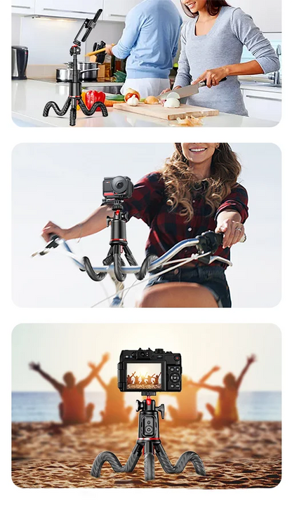 Flexible Octopus Tripod Selfie Stick with Telescopic Pole and Phone Clip