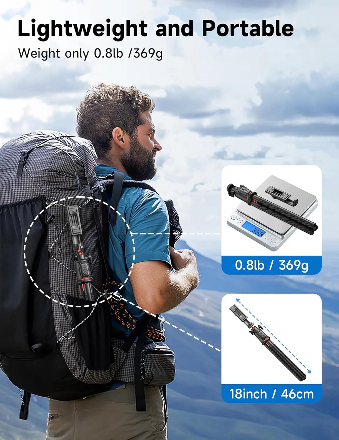 Flexible Octopus Tripod Selfie Stick with Telescopic Pole and Phone Clip