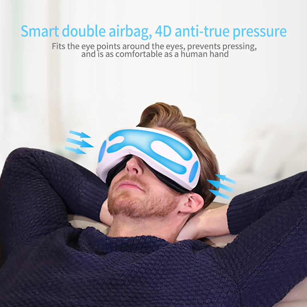 6D Smart Eye Massager – Vibration, Heat, Air Compression, Bluetooth Music