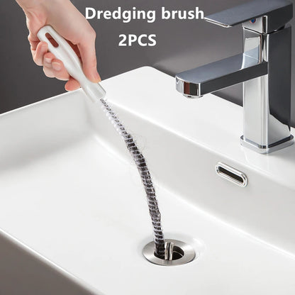 Pipe Dredging Brush Bathroom Hair Sewer Sink Cleaning Brush Drain Cleaner Flexible Cleaner Kitchen Clog Plug Hole Remover Tool