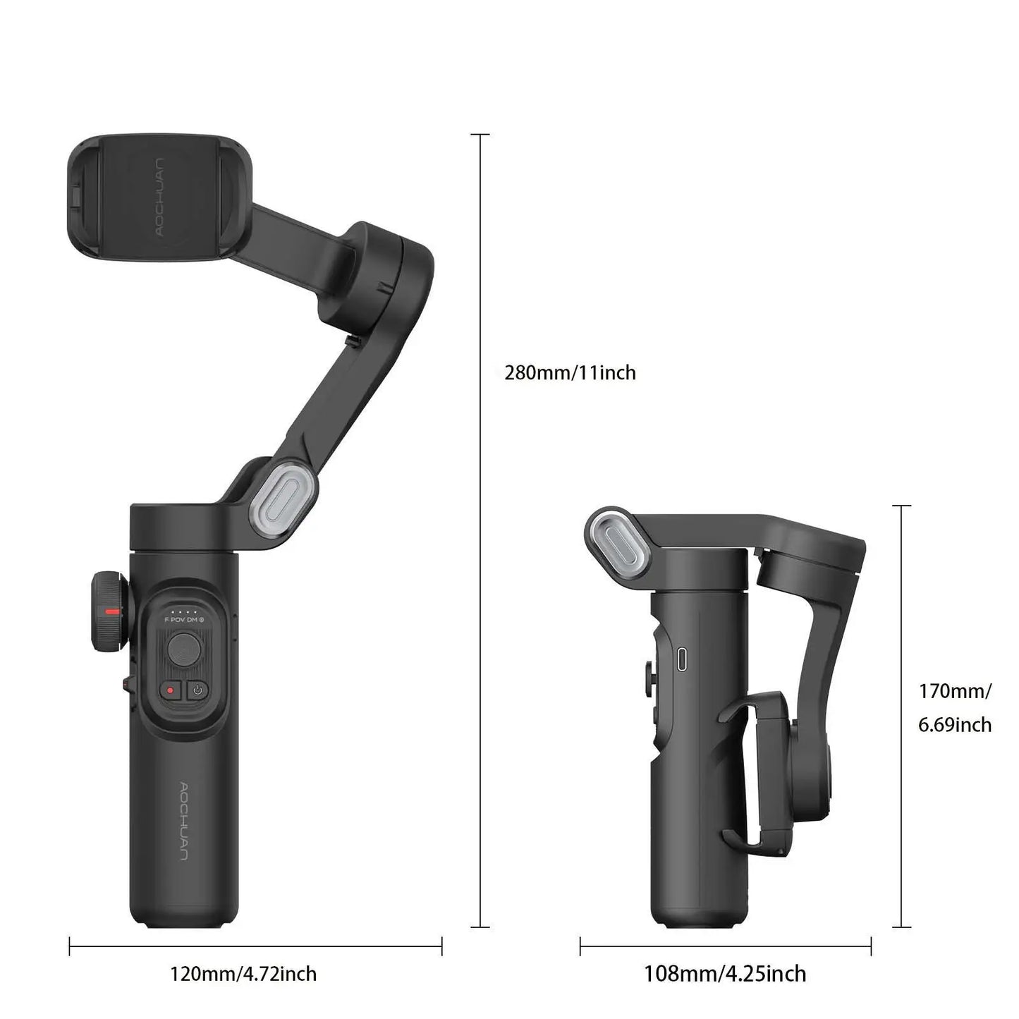 3-Axis Smartphone Gimbal Stabilizer with Fill Light & Face Tracking