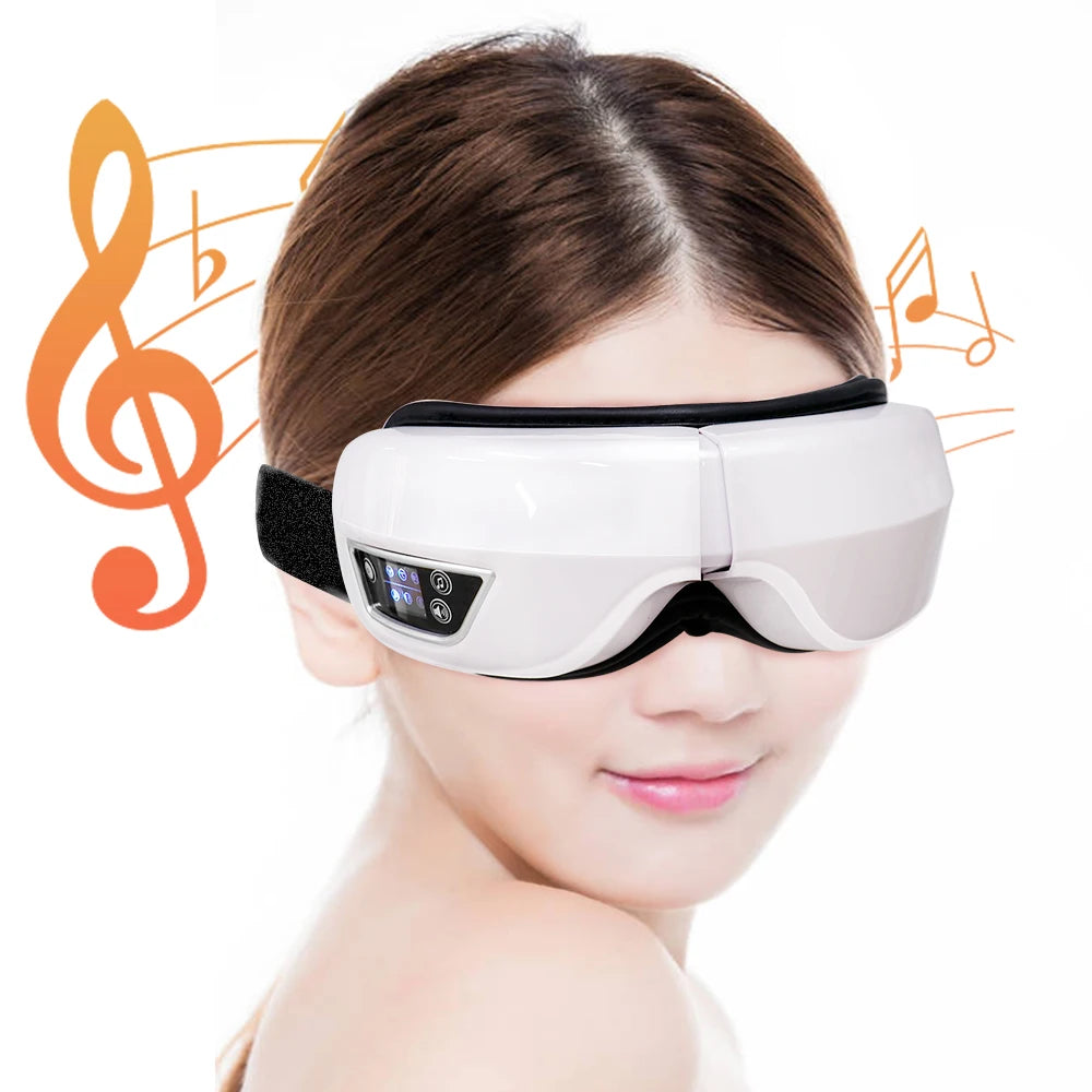 6D Smart Eye Massager – Vibration, Heat, Air Compression, Bluetooth Music