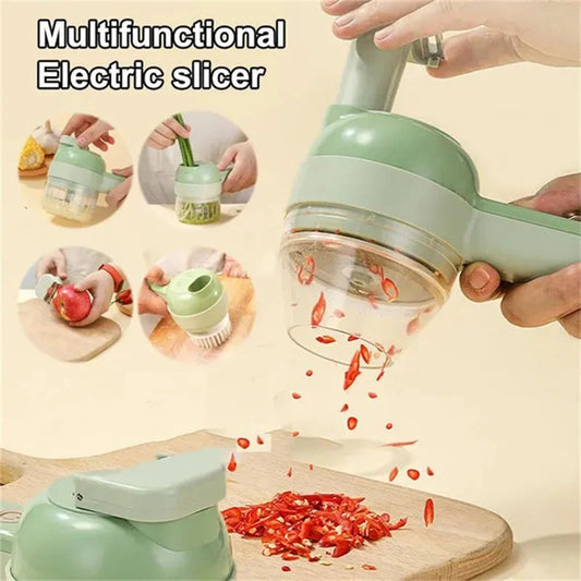 4-in-1 Mini Wireless Electric Vegetable Cutter & Smart Food Processor