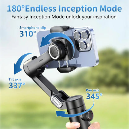 3-Axis Smartphone Gimbal Stabilizer with Fill Light & Face Tracking