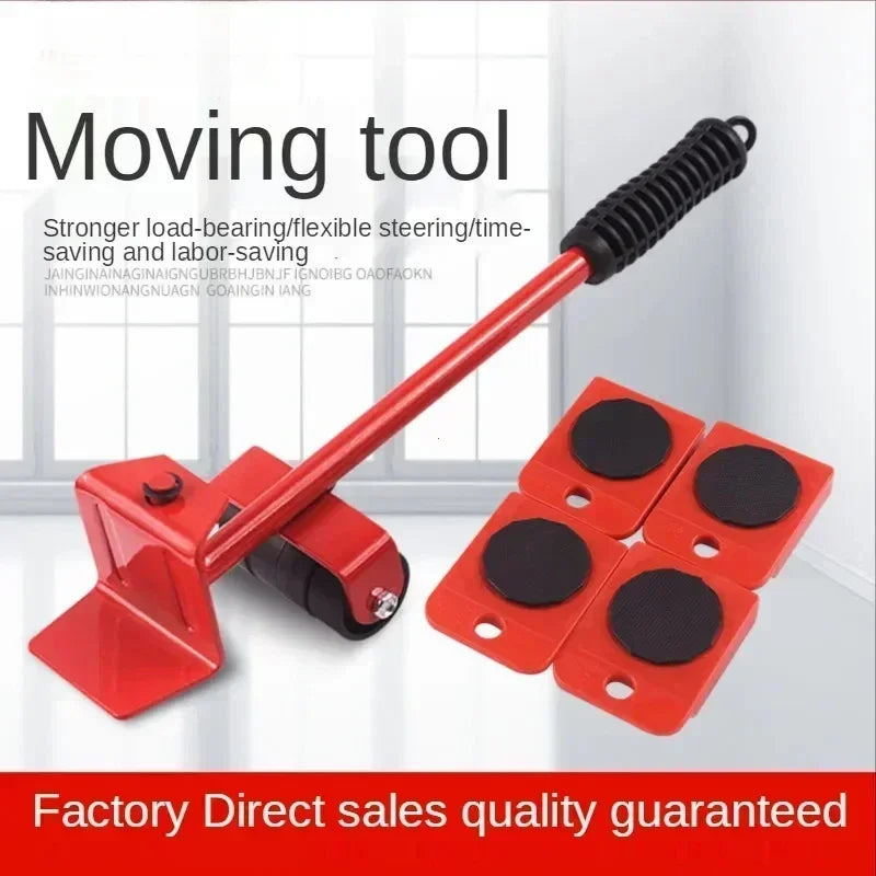 5Pcs/set Furniture Mover Tool Set Heavy Stuffs Moving Roller with Bar Furniture Mover Lifter with Wheel Professional Moving Tool