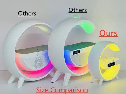 Multi-function Wireless Charger Stand, RGB Light, Alarm Clock, Speaker