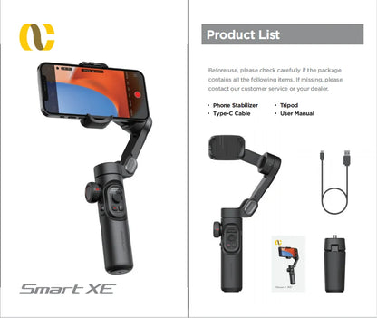 3-Axis Smartphone Gimbal Stabilizer with Fill Light & Face Tracking