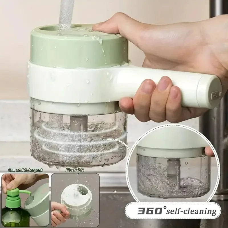 4-in-1 Mini Wireless Electric Vegetable Cutter & Smart Food Processor