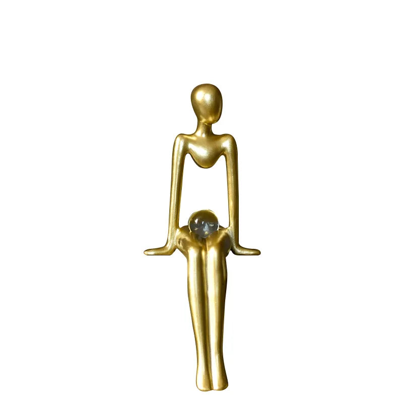 Abstract Sculpture Luxury Living Room Decor Desk Accessories Golden Figure Statue