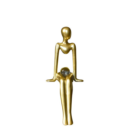 Abstract Sculpture Luxury Living Room Decor Desk Accessories Golden Figure Statue