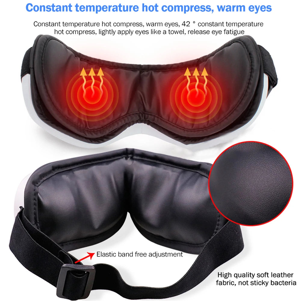 6D Smart Eye Massager – Vibration, Heat, Air Compression, Bluetooth Music