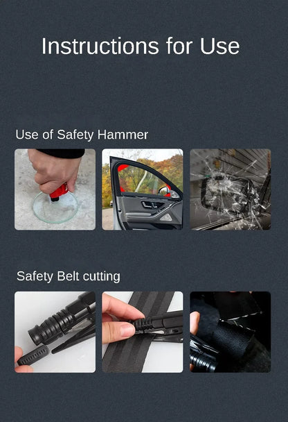 Compact 3-in-1 Car Safety Hammer, Window Breaker & Seat Belt Cutter, Emergency Rescue Tool for Vehicle Accessories