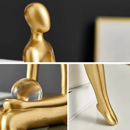 Abstract Sculpture Luxury Living Room Decor Desk Accessories Golden Figure Statue