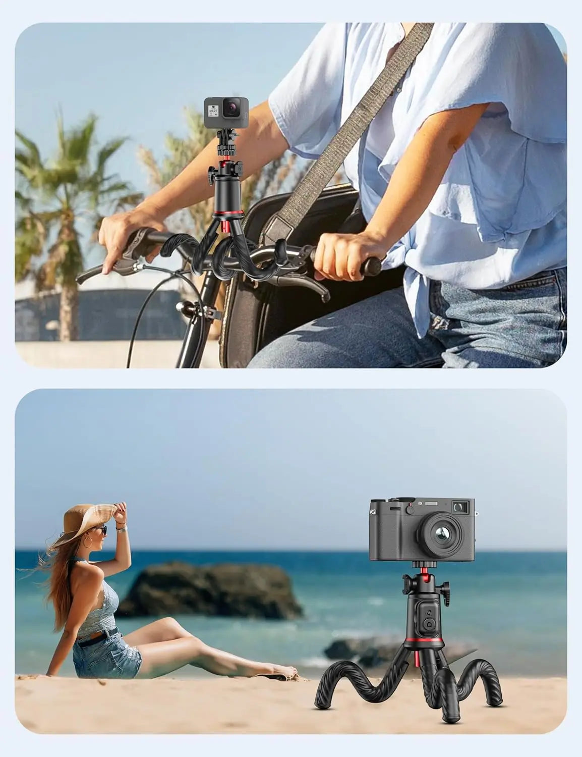 Flexible Octopus Tripod Selfie Stick with Telescopic Pole and Phone Clip