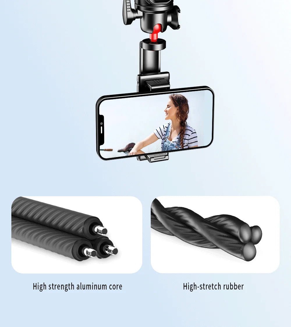 Flexible Octopus Tripod Selfie Stick with Telescopic Pole and Phone Clip