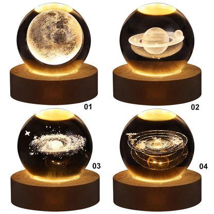 Unique 3D Crystal Ball Lamp with Galaxy and Planetary Projections USB Night Light for Cozy Atmosphere plasma ball