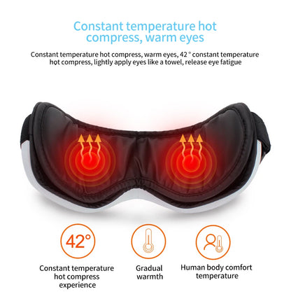 6D Smart Eye Massager – Vibration, Heat, Air Compression, Bluetooth Music