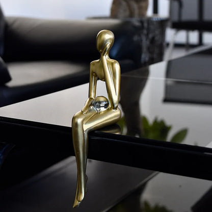 Abstract Sculpture Luxury Living Room Decor Desk Accessories Golden Figure Statue