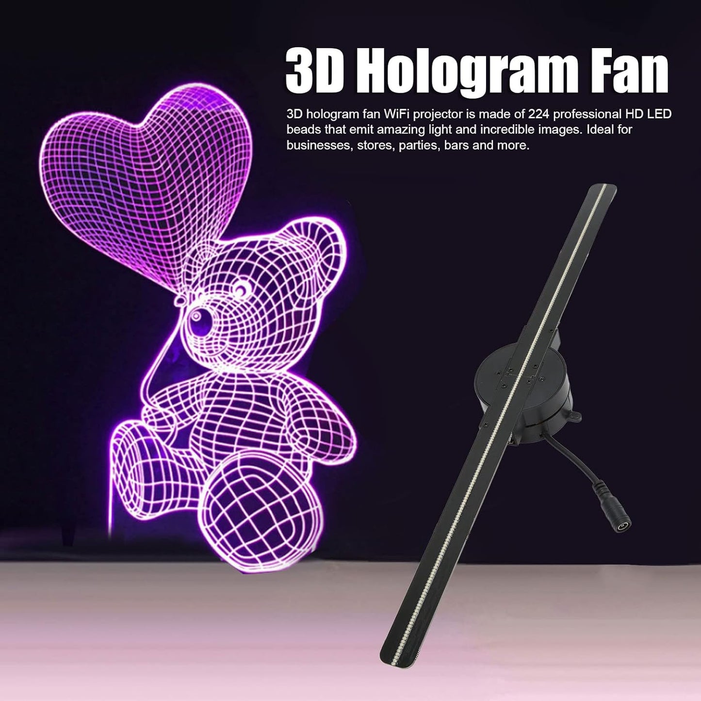 3D Hologram Projector Fan, 42CM WiFi Advertising Display